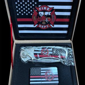 COFFRET BRIQUET TEMPETE ET COUTEAU - POMPIERS RED LINE TRIBUTE