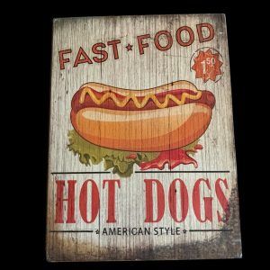 Plaque Bois FAST FOOD HOT DOG
