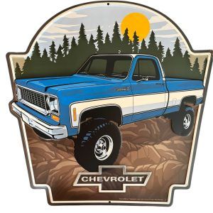Plaque métal CHEVROLET - Voiture Bleu