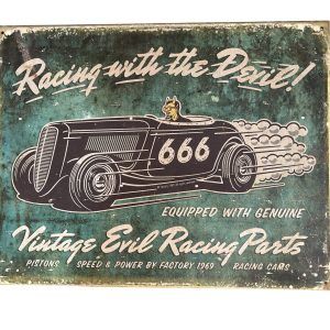 Plaque métal RACING WITH THE DEVIL