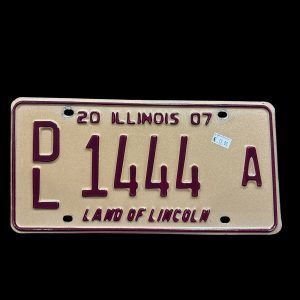 PLAQUE VOITURE ILLINOIS 2007 - DL 1444 A