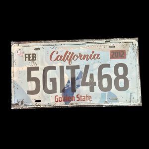 PLAQUE VOITURE CALIFORNIA 5GIT 468