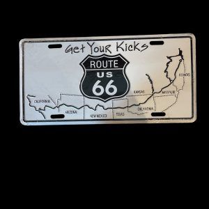 PLAQUE VOITURE ROUTE US 66 - GET YOUR KICKS