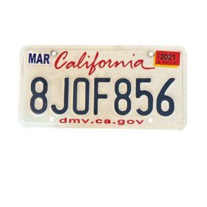 PLAQUE CALIFORNIA 8JOF856 2021