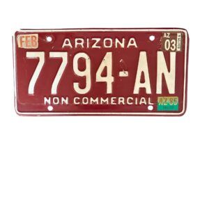 PLAQUE ARIZONA NON COMMERCIAL 7794-AN de 2003