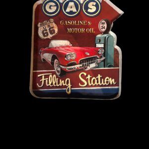 PANNEAU VINTAGE EN METAL GAS FILLING STATION