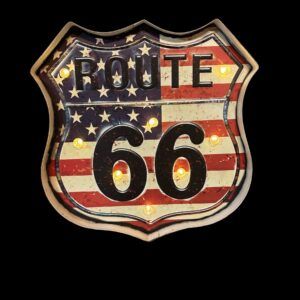 PANNEAU LUMINEUX ROUTE 66 DRAPEAU AMERICAIN