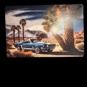 PLAQUE METAL FORD MUSTANG BLEU