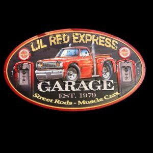 PLAQUE METAL LIL RED EXPRESS GARAGE
