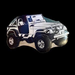 PLAQUE METAL JEEP NOIRE ET BLANCHE