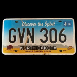 PLAQUE VOITURE NORTH DAKOTA GVN 306