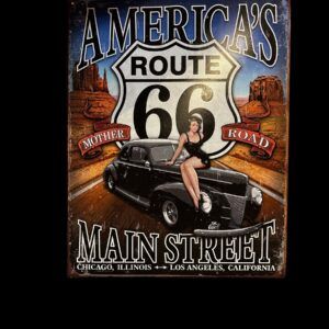 PLAQUE METAL VINTAGE AMERICA'S ROUTE 66 MAIN STREET
