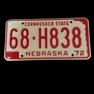 PLAQUE VOITURE CORNHUSKER STATE 68-H838 NEBRASKA