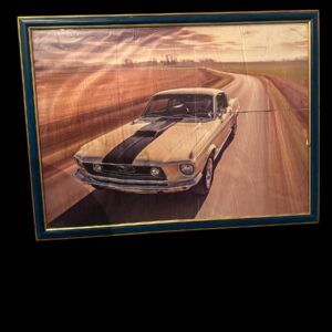 TABLEAU AVEC CADRE MUSTANG BEIGE BANDE NOIRE