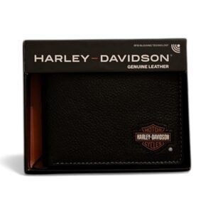 PORTEFEUILLE HARLEY DAVIDSON EN CUIR  VERITABLE NOIR