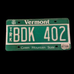 PLAQUE VOITURE TRUCK VERMONT BDK 402