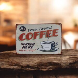 PLAQUE METAL FRESH BREWED COFFEE
