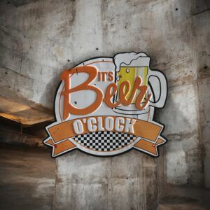 PLAQUE METAL IT'S BEER O'CLOCK