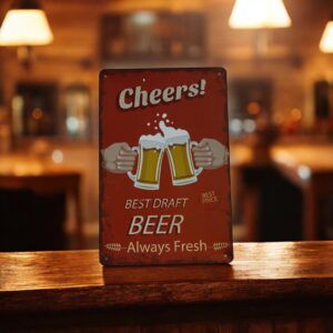 PLAQUE METAL CHEERS BEST DRAFT BEER
