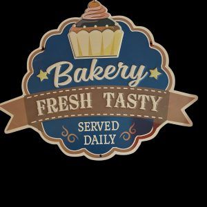 Plaque métal BAKERY FRESH TASTY - Couleur passée