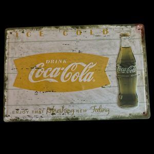 PLAQUE COCA COLA DRINK JAUNE