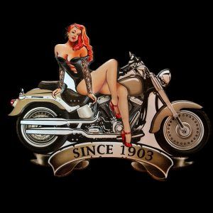 PLAQUE PIN UP MOTO SINCE 1903