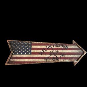 FLECHE DECORATION BOIS DRAPEAU AMERICAIN - FEEL THE FREEDOM