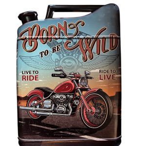 PLAQUE BORN TO BE WILD EN FORME BIDON