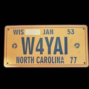 PLAQUE IMMATRICULATION NORTH CAROLINA 77 W4YAI